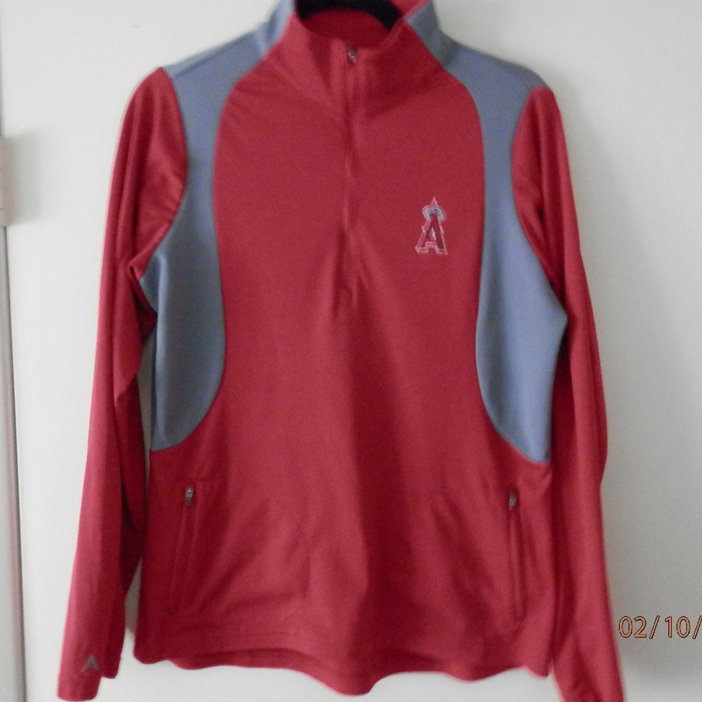 LA Angels Anaheim MLB Baseball Women's Quarter Zip Long Sleeve Top Sze- Med Red